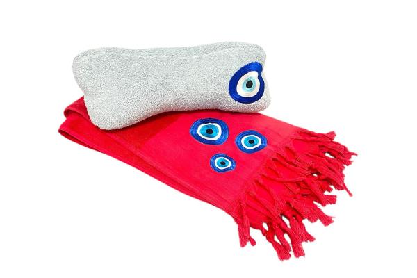 Red Evil Eye Beach Set